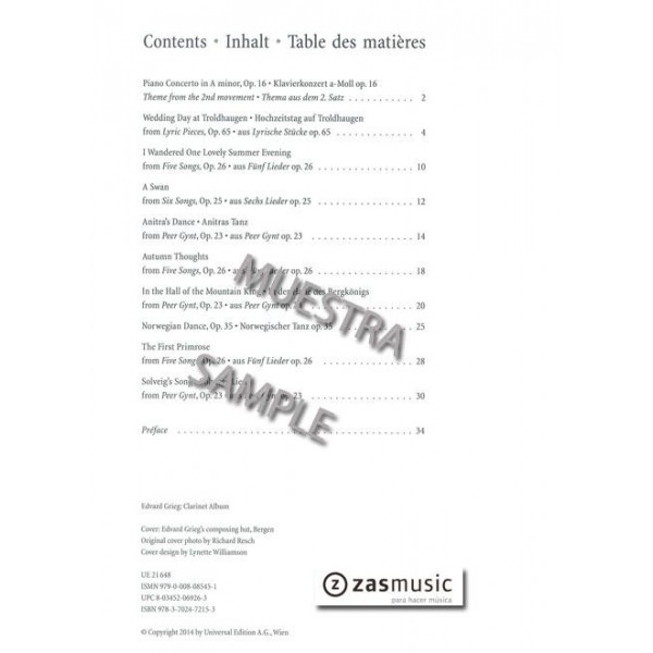 Grieg, Edward: Clarinet Album