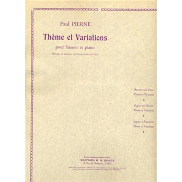 Pierne: Thème et Variations pour basson et piano