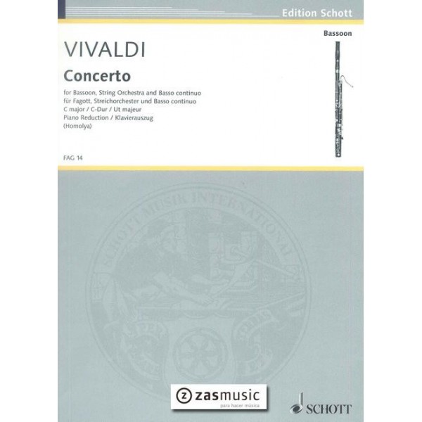 Vivaldi, Concerto for Bassoon, String Orchestra and Basso Continuo C major F. VIII P.V. 45 RV 472