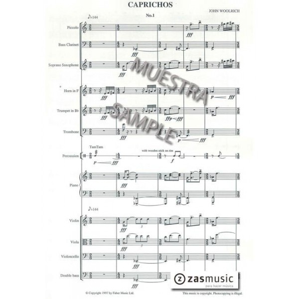 Woolrich: Caprichos for chamber ensemble of twelve players
