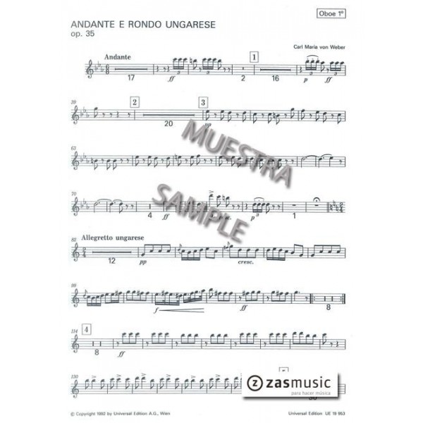 WEBER: ANDANTE E RONDO UNGARESE, OP. 35 OBOE I