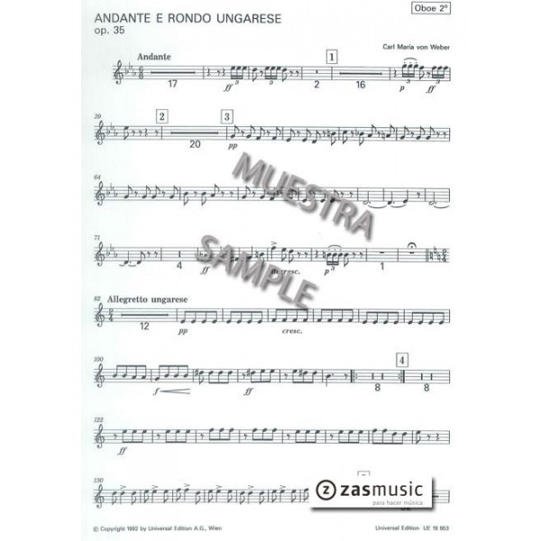 WEBER: ANDANTE E RONDO UNGARESE, OP. 35 OBOE II
