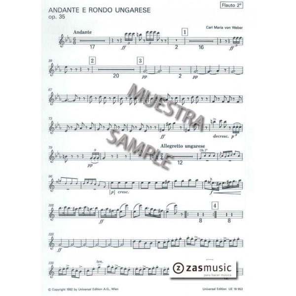 WEBER: ANDANTE E RONDO UNGARESE, OP. 35 FLAUTA II