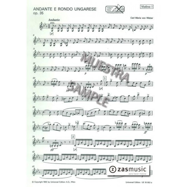 WEBER: ANDANTE E RONDO UNGARESE, OP. 35 Violin I