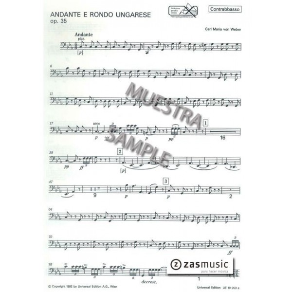 WEBER: ANDANTE E RONDO UNGARESE, OP. 35 Contrabajo