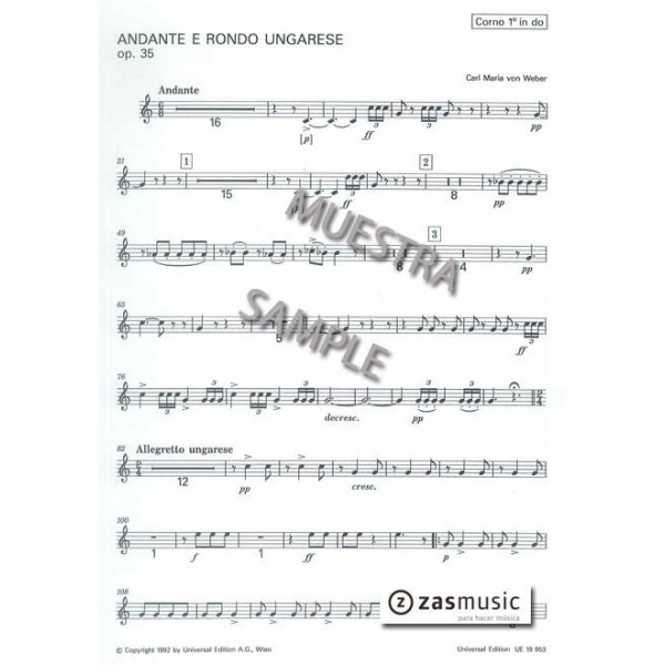 WEBER: ANDANTE E RONDO UNGARESE, OP. 35 Trompa I