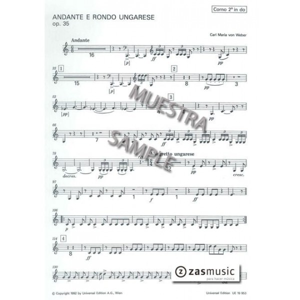 WEBER: ANDANTE E RONDO UNGARESE, OP. 35 Trompa II
