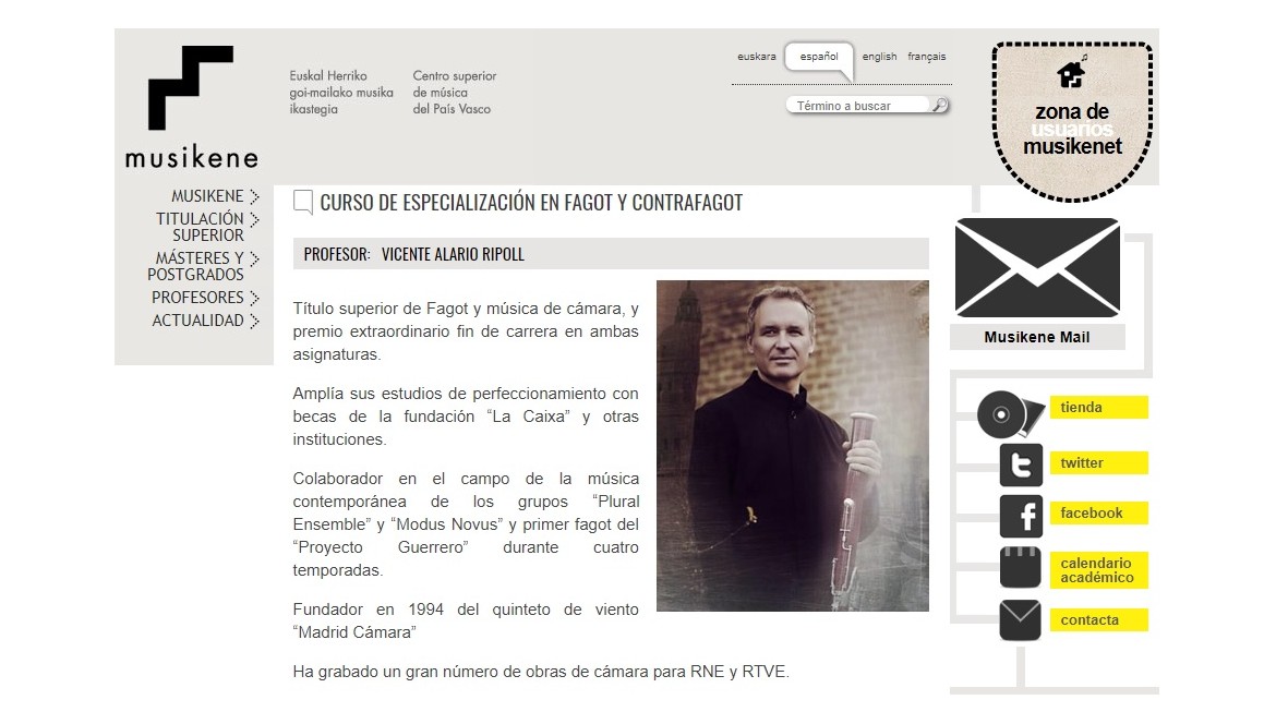 CURSO DE ESPECIALIZACIÓN EN FAGOT Y CONTRAFAGOT