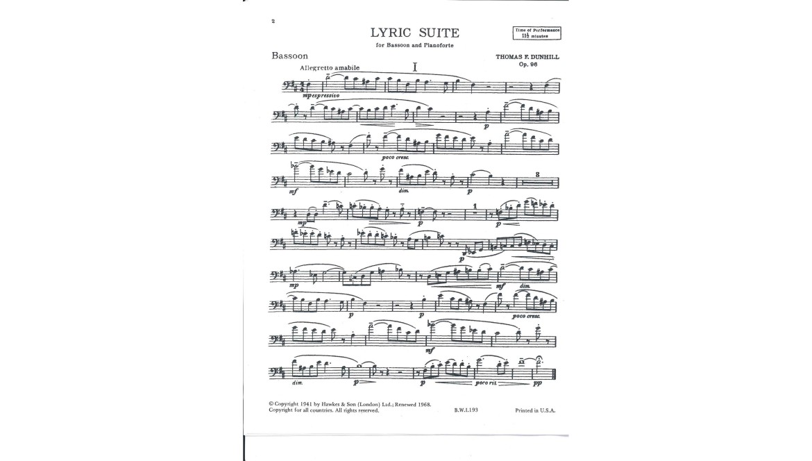 Conoces Lyric Suite para fagot y piano?