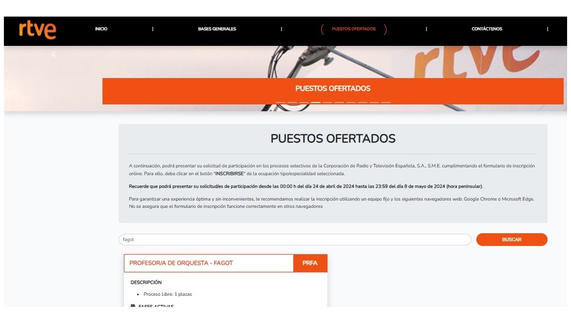 Plaza de FAGOT en la RTVE