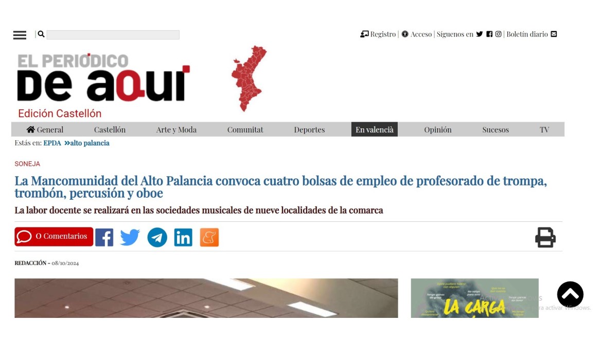 Bolsa de trabajo OBOE según se recoge en el PERIDOICO DE AQUI