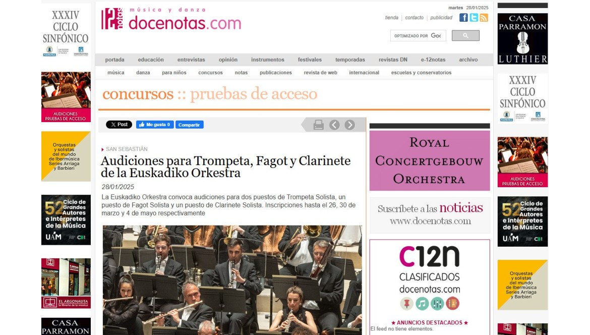 Audición para Fagot de la Euskadiko Orkestra